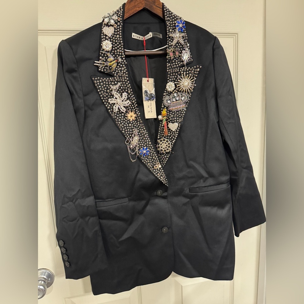 Alice Olivia ELNA EMBELLISHED BLAZER $1295 New - Picture 8 of 12